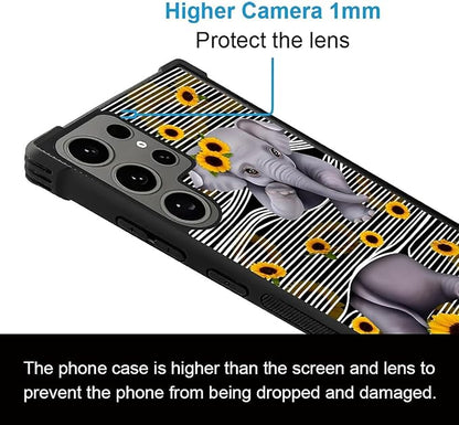 for Samsung Galaxy S24 Ultra Case, Cute Little Elephant Sunflower White Line - Image 5