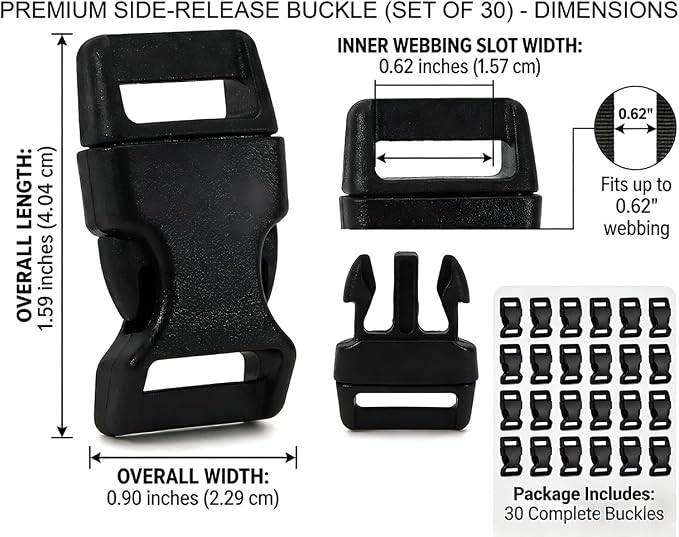 5/8" Black Plastic Side Release Buckle Curved Quick Release - Image 3