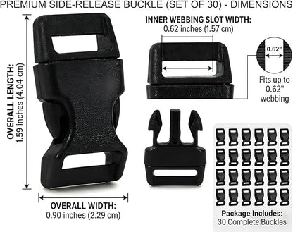 5/8" Black Plastic Side Release Buckle Curved Quick Release - Image 3
