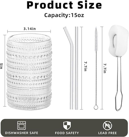 15 oz Clear Hobnail Drinking Glasses - Image 2