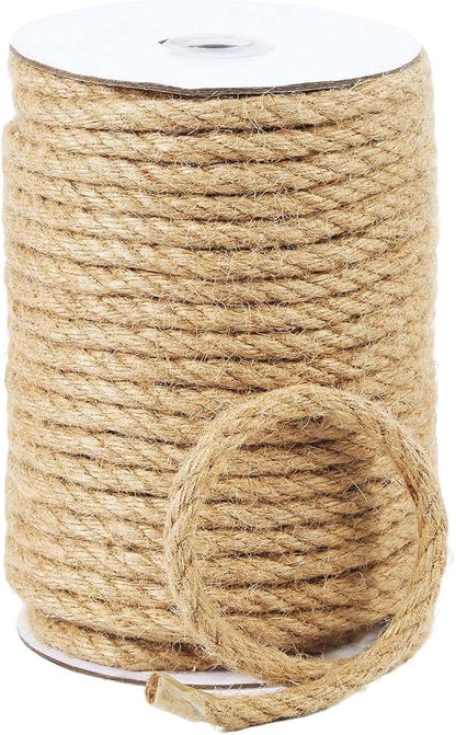 Natural Jute Twine, 8MM x 100FT Jute Rope Roll, Heavy Duty Thick Twine by RadixRope
