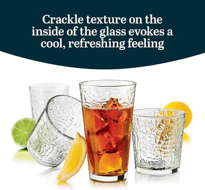 Libbey Yucatan Tumbler and Rock Drinking Glasses Set, Textured 16 Piece - Image 4