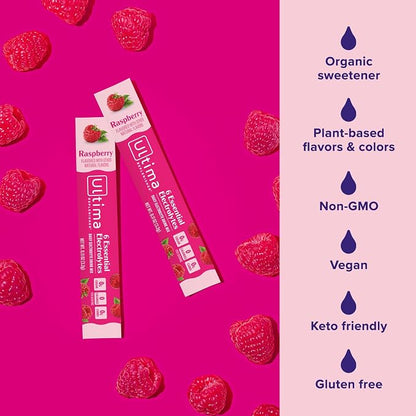 Ultima Replenisher Daily Electrolyte Powder – Raspberry, 20 Stickpacks – Zero - Image 4