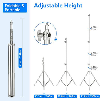 Neewer 118"/3m Stainless Steel Light Stand, Spring Cushioned Heavy Duty - Image 6