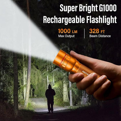 Rechargeable Flashlights High Lumens, G1000 Super Bright Flash Light Orange - Image 7