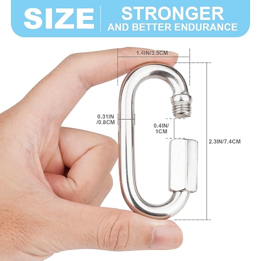 4Pcs 3 Inch 316 Heavy Duty Stainless Steel Screw Chain Quick Links, High - Image 2