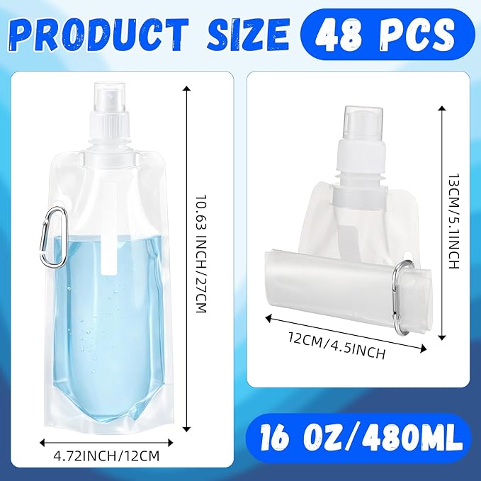 Teenyyou 48 Pack Collapsible Water Bottles Bulk 16oz Foldable Water Bottles - Image 2