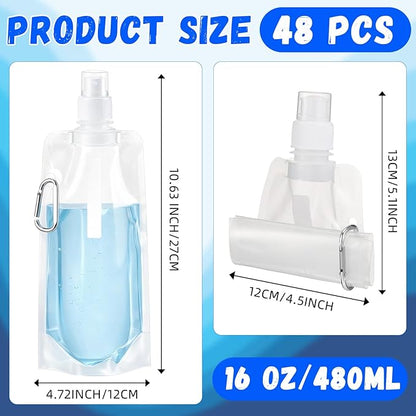 Teenyyou 48 Pack Collapsible Water Bottles Bulk 16oz Foldable Water Bottles - Image 2