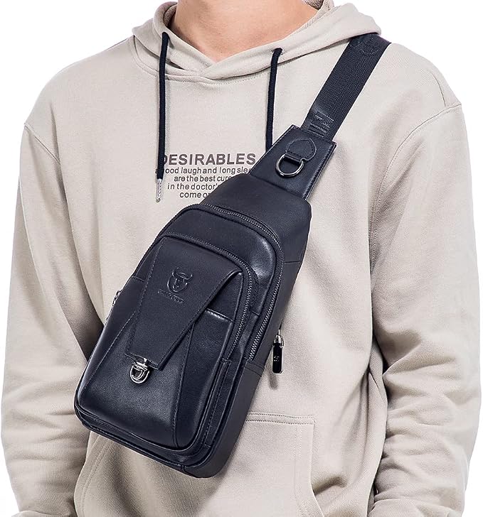 Hebetag Leather Sling Bag Crossbody Backpack - Image 4