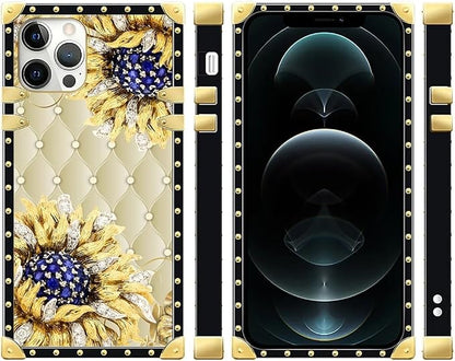 Compatible with iPhone 12 Pro Max Case, Sunflower Diamonds Leather Luxury - Image 2