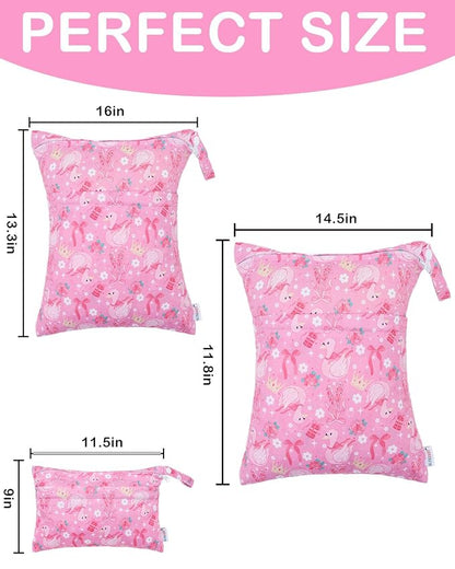 ALVABABY 3 pcs Cloth Diaper Wet Dry Bags Waterproof Reusable - Image 3