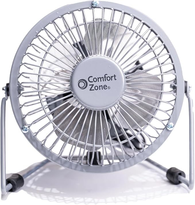 Comfort Zone 4-inch All-Metal Mini Desk Fan – High Velocity Portable USB Fan - Image 2