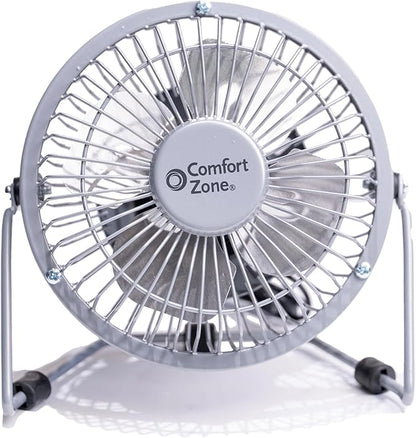 Comfort Zone 4-inch All-Metal Mini Desk Fan – High Velocity Portable USB Fan - Image 2