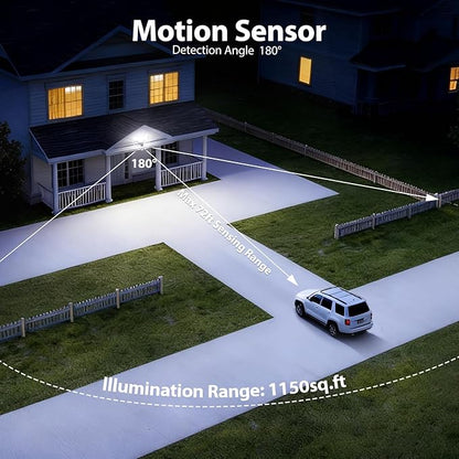 70W 7000LM Security Lights Outdoor, 4-Head LED Motion Sensor Flood Light - Image 4