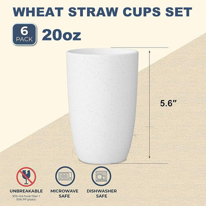 Wrova Wheat Straw Cups 6 Set of 6 Good Alternative to Plastic Reusable Cups 20 - Image 2