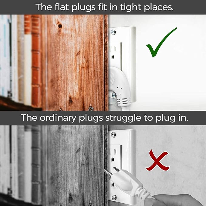 FIRMERST 1875W 10 Feet Extension Cord Heavy Duty Low Profile White 15A - Image 4