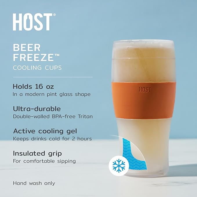 Host FREEZE Beer Glasses, Frozen Brew Mugs, Freezable Pint Glass Set, Insulated - Image 2