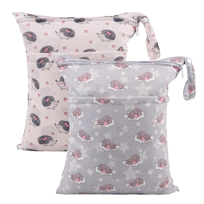 ALVABABY 2pcs Cloth Diaper Wet Dry Bags Waterproof Reusable by ALVABABY