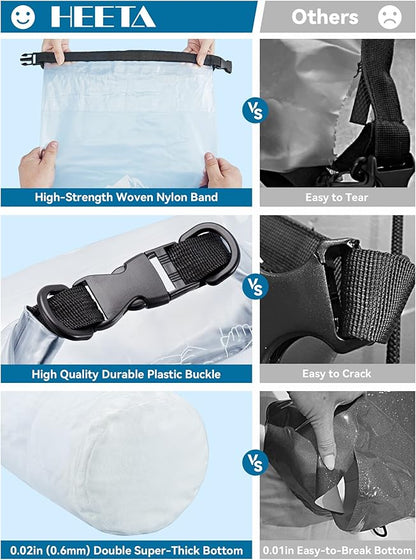 HEETA Dry Bag Waterproof for Women Men, 5L/10L/20L/30L/40L Roll Top Lightweight - Image 4