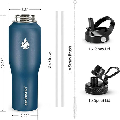 SENDESTAR Water Bottle 32oz, Wide Mouth Stainless Steel Vacuum Insulated Double - Image 4