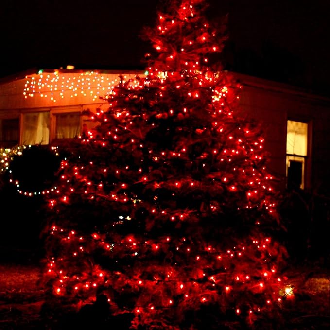 TW SHINE Red Christmas Lights, 2 Pack Total 40 FT 200 Count Incandescent - Image 5