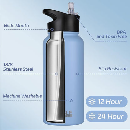 HASLE OUTFITTERS 32 oz Insulated Water Bottle Stainless Steel Double Walled - Image 2