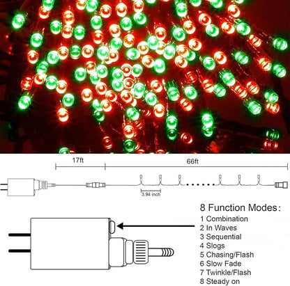 HOME LIGHTING 66ft Christmas Decorative Mini Lights, 200 LED Green Wire Fairy - Image 3