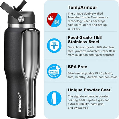 HYDROWION 32oz Stainless Steel Water Bottle, Double Wall Vacuum Insulated Water - Image 4