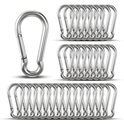 Small Carabiner Clip Hooks, Galvanized Iron Spring Snap Hook Fits Camping Hiking by KINLINK