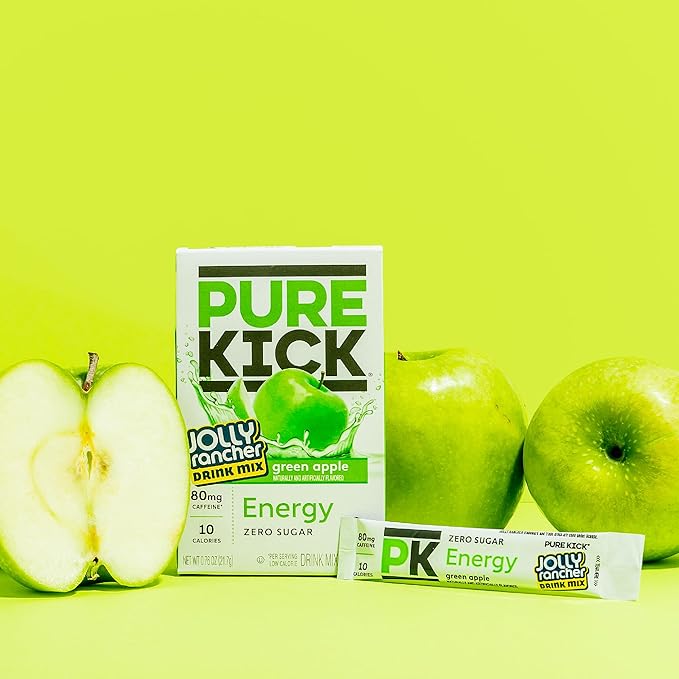 PURE KICK Energy Singles To Go Drink Mix, Jolly Rancher Green Apple, Includes - Image 5