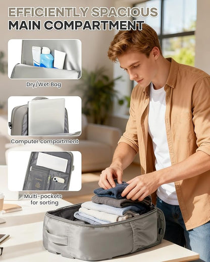 WONHOX Large Travel Backpack Carry on Flight Approved Laptop Work Business - Image 6