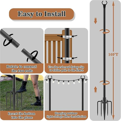 NUERPO 10 Pack String Light Poles, Metal Poles - Image 7