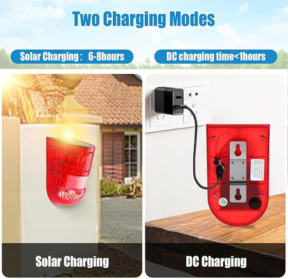 Qualirey Solar Sound and Light Alarm Motion Sensor 129db Outdoor Security Siren - Image 5