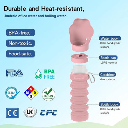 Portable Dog Water Bottle, Collapsible Silicone Dog Water Bottle - Image 3