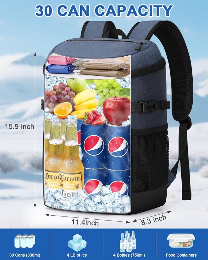 Pritent Cooler Backpack for Men Women Insulated Waterproof Backpack Cooler Leak - Image 5