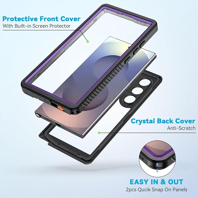 Lanhiem for Samsung Galaxy S25 Ultra Case, IP68 Waterproof Dustproof, Built-in - Image 4