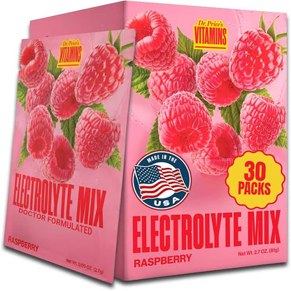 Dr. Price’s Electrolytes Hydration Powder Packets – Raspberry, 30 Packs | Sugar by DrPricesVitamins