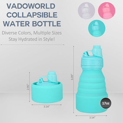 Collapsible Water Bottles 17oz, Odorless BPA-Free Silicone, Leak-Proof Foldable - Image 2
