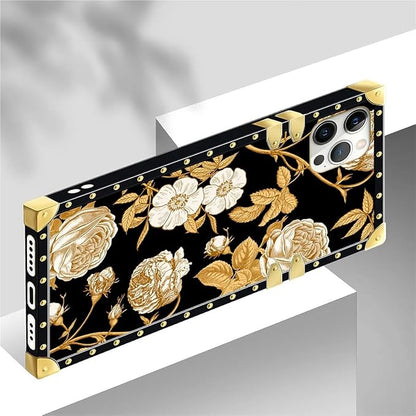 Compatible with iPhone 12 12 Pro Case, Blooming Rose Golden Flower Luxury - Image 4