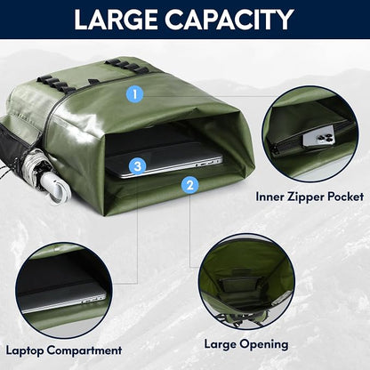 Haimont Waterproof Dry Backpack 30L TPU Lightweight Roll Top Dry Bag - Image 4