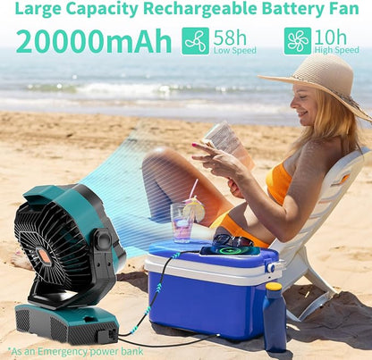 WESTTREE Camping Fan Portable 20000mAh Oscillating Battery Powered Fan - Image 3