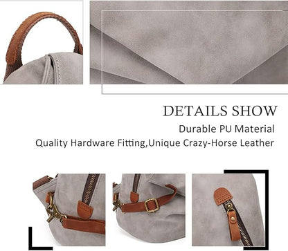 KL928 PU Leather Vintage Backpack – Large Casual Daypack Outdoor Travel - Image 3