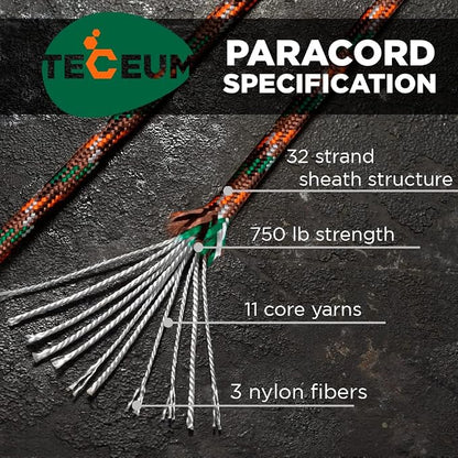 TECEUM 5/32" Paracord Rope 1000 – 1000ft / 200ft / 100ft / 50ft – Tactical - Image 2