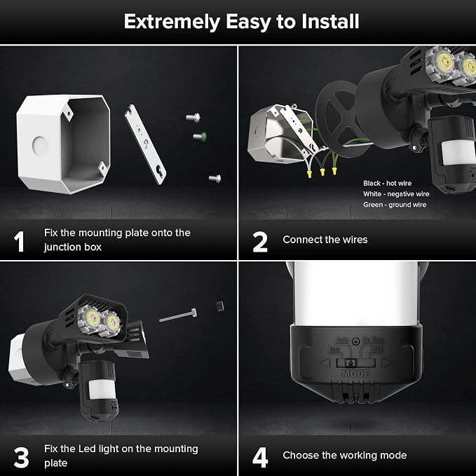 SANSI Eco Series 18W 1800LM LED Motion Sensor Outdoor Lights, Energy Saving - Image 7