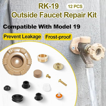 RK-19 Outside Faucet Repair Kit Metal Handle Compatible - Image 2