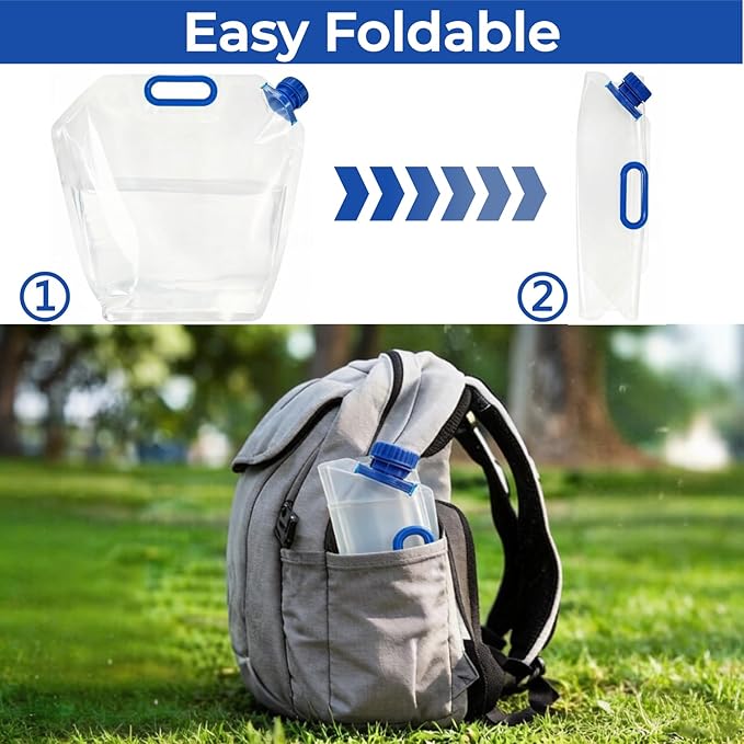 AVLA 6 Pack Collapsible Water Container Bag, 1.5 Gal Clear Plastic Foldable - Image 3