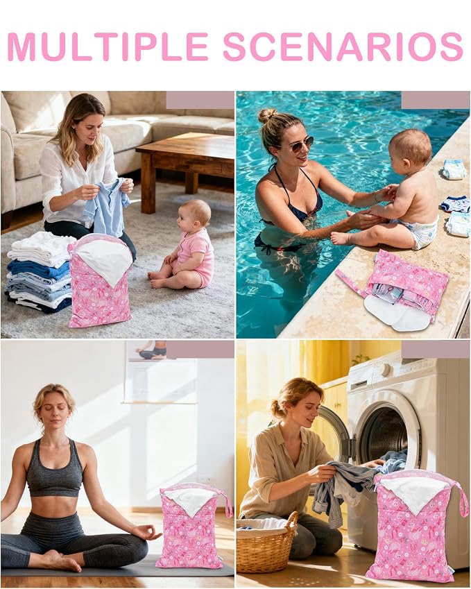 ALVABABY 3 pcs Cloth Diaper Wet Dry Bags Waterproof Reusable - Image 7