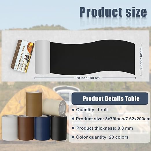 3x79 Nylon Repair Patch Nylon Repair Tape Self Adhesive Fabric Tapes Outdoor - Image 2