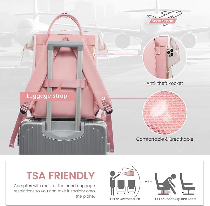 LOVEVOOK Leather Backpack for Women, 15.6 Inch Laptop Bag, Professional Work - Image 5