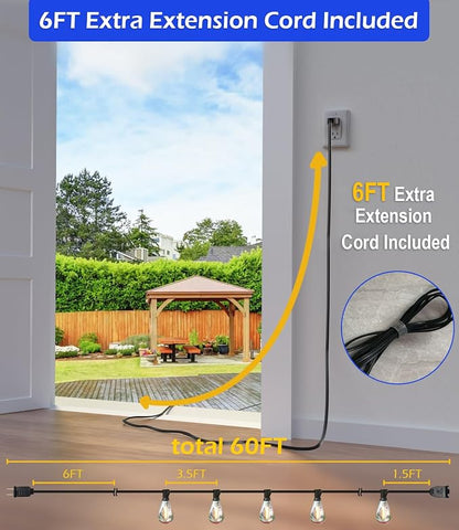 luckystyle 60FT LED Outdoor String Lights - Image 2